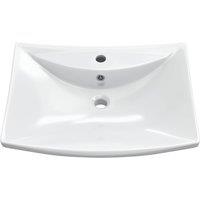 Berkfield Home Luxury Ceramic Basin Rectangular with Overflow & Faucet Hole in White