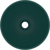 Berkfield Home Luxury Bathroom Basin Round Matt Dark Green 32.5x14 cm Ceramic