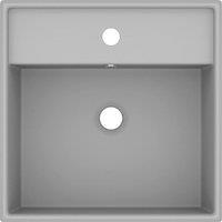 Berkfield Home Luxury Basin Overflow Square Matt Light Grey 41x41 cm Ceramic