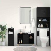 Berkfield Home Sink Cabinet Black Oak 80x33x60 cm Engineered Wood | Size: 80 x 33 x 60 cm