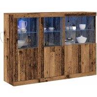 Berkfield Home Sideboard with LED Lights Old Wood 142.5x37x100 cm Engineered Wood in Brown