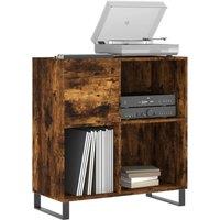 Berkfield Home Record Cabinet Smoked Oak 84.5x38x89 cm Engineered Wood in Brown