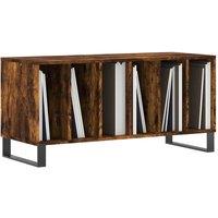 Berkfield Home Record Cabinet Smoked Oak 100x38x48 cm Engineered Wood in Brown | Size: 100 x 38 x 48 cm