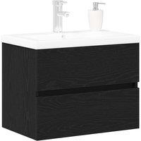 Berkfield Home Sink Cabinet with Built-in Basin Black Oak Engineered Wood