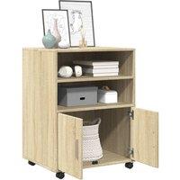 Berkfield Home Rolling Cabinet Sonoma Oak 60x48x81 cm Engineered Wood in Natural | Size: 60 x 48 x 81 cm