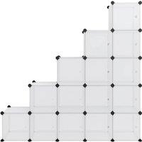 Berkfield Home Storage Cube Organiser with 15 Cubes & Doors Transparent PP in Clear