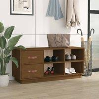 Berkfield Home Shoe Bench Honey Brown 100x34x45 cm Solid Wood Pine | Size: 100 x 34 x 45 cm