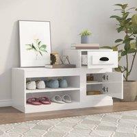 Berkfield Home Shoe Cabinet High Gloss White 100x42x60 cm Engineered Wood | Size: 100 x 42 x 60 cm