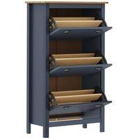 Berkfield Home Shoe Cabinet Hill Grey 72x35x124 cm Solid Pine Wood in Dark Navy | Size: 72 x 35 x 124 cm