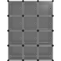 Berkfield Home Storage Cube Organiser with 12 Cubes & Doors Black PP