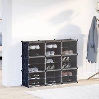 Berkfield Home Storage Cube Organiser with 9 Cubes & Doors Black PP