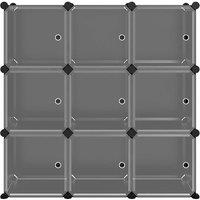 Berkfield Home Storage Cube Organiser with 9 Cubes & Doors Black PP
