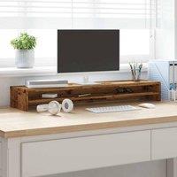 Berkfield Home Monitor Stand Old Wood 100x24x13 cm Engineered Wood in Brown | Size: 100 x 24 x 13 cm