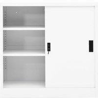 Berkfield Home Office Cabinet with Sliding Door White 90x40x90 cm Steel | Size: 90 x 40 x 90 cm