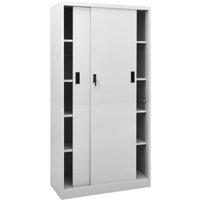 Berkfield Home Office Cabinet with Sliding Door Light Grey 90x40x180 cm Steel | Size: 90 x 40 x 180 cm