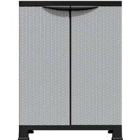 Berkfield Home Plastic Cabinet 68x39x92 cm Rattan Design in Grey | Size: 68 x 39 x 92 cm