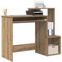 Berkfield Home Oak Computer Desk Artisan Oak Particle board Medium Storage in Brown