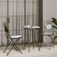 Berkfield Home Mosaic Bistro Table Blue & White 50x70 cm Ceramic | Size: 50x70 cm