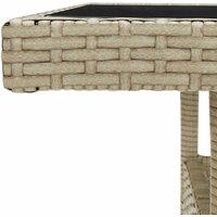 Berkfield Home Outdoor Dining Table Beige Poly Rattan & Glass