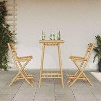 Berkfield Home Outdoor Bar Stools with Footrests 2 pcs Foldable Bamboo in Brown
