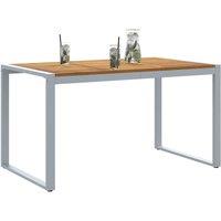 Berkfield Home Outdoor Dining Table Grey 140x80x75 cm Steel&Solid Wood Acacia | Size: 140 x 80 x 75 cm