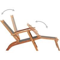 Berkfield Home Outdoor Deck Chair Solid Acacia Wood & Textilene in Brown