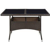 Berkfield Home Outdoor Dining Table Brown Poly Rattan & Glass