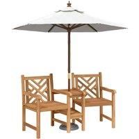 Berkfield Home Outdoor Chairs with Shelf Lattice with Storage Brown Solid teak wood