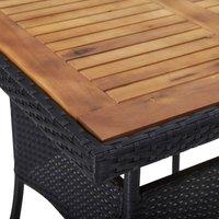 Berkfield Home Outdoor Dining Table Black Poly Rattan & Solid Acacia Wood