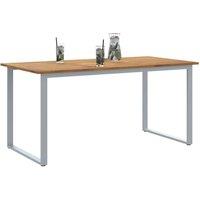 Berkfield Home Outdoor Dining Table Grey 160x80x75 cm Steel&Solid Wood Acacia | Size: 160 x 80 x 75 cm