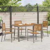 Berkfield Home Outdoor Chairs 4 pcs Grey, Brown PE rattan, Solid acacia wood in Grey