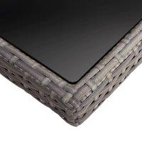Berkfield Home Outdoor Dining Table Grey Poly Rattan & Glass