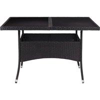 Berkfield Home Outdoor Dining Table Black Poly Rattan & Glass
