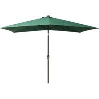 Berkfield Home Parasol with LEDs & Steel Pole Green 2x3 m