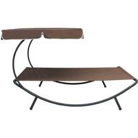 Berkfield Home Outdoor Lounge Bed with Canopy Brown