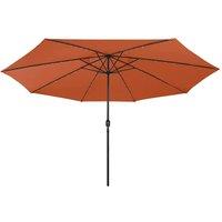 Berkfield Home Outdoor Parasol with LED Lights & Metal Pole 400 cm Terracotta