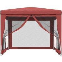 Berkfield Home Party Tent with 4 Mesh Sidewalls Red 3x3 m HDPE