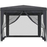 Berkfield Home Party Tent with 4 Mesh Sidewalls Anthracite 3x3 m HDPE in Dark Grey