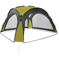 Berkfield Home Party Tent with LED & 4 Sidewalls 3.6x3.6x2.3 m Green