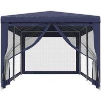 Berkfield Home Party Tent with 6 Mesh Sidewalls Blue 3x6 m HDPE