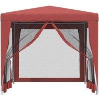 Berkfield Home Party Tent with 4 Mesh Sidewalls Red 2.5x2.5 m HDPE