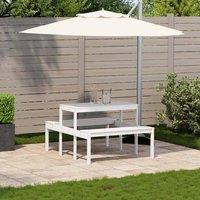 Berkfield Home Picnic Table White 110x134x75 cm Solid Wood Pine | Size: 110 x 134 x 75 cm
