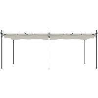 Berkfield Home Pergola with Retractable Roof Cream 589x292x230 cm in Beige | Size: 589 x 292 x 230 cm