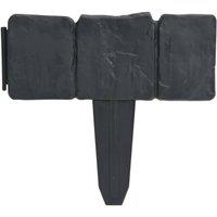 Berkfield Home Plastic Garden / Lawn Fence Stone Look 41 pcs 10 m in Grey