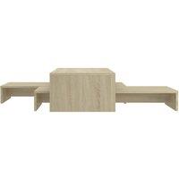 Berkfield Home Nesting Coffee Table Set Sonoma Oak 100x100x26.5 cm Engineered Wood in Light Brown