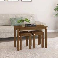 Berkfield Home Nesting Tables 3 pcs Honey Brown Solid Wood Pine