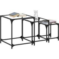 Berkfield Home Nesting Coffee Tables 3 pcs with Transparent Glass Top Steel in Black
