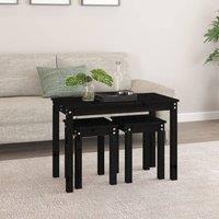 Berkfield Home Nesting Tables 3 pcs Black Solid Wood Pine