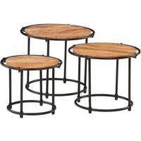Berkfield Home Nesting Tables 3 pcs Solid Wood Acacia in Brown