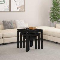 Berkfield Home Nesting Tables 3 pcs Black Solid Wood Pine